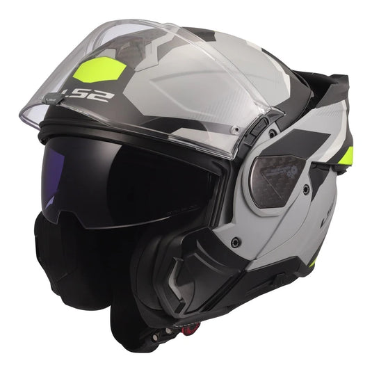 LS2 Advant II Triple Matte Gray Hi-Vis Yellow Helmet