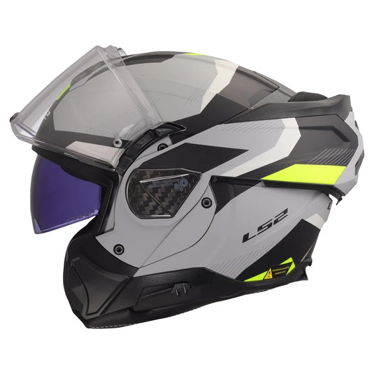 LS2 Advant II Triple Matte Gray Hi-Vis Yellow Helmet