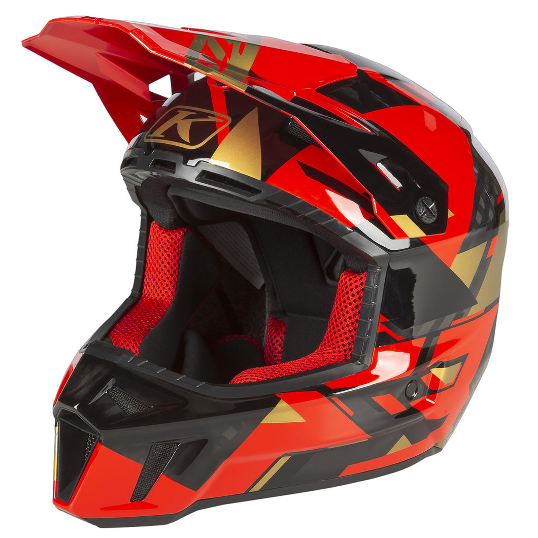 F3 CARBON HELMET ECE RAID FIERY RED - GOLD