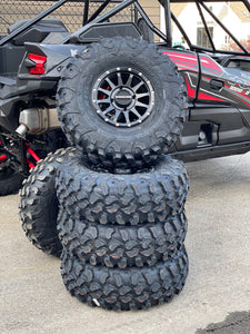 32" MAXXIS CARNIVORE 14" RACELINE TROPHY 4/137 CANAM WHEEL/TIRE SET