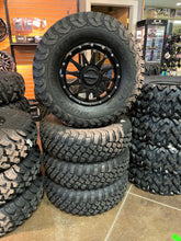 Load image into Gallery viewer, 30” BFGOODRICH MUD TERRAIN KM3 15” RACELINE TROPHY WHEEL AND TIRE SET 4/156 POLARIS KAWASAKI
